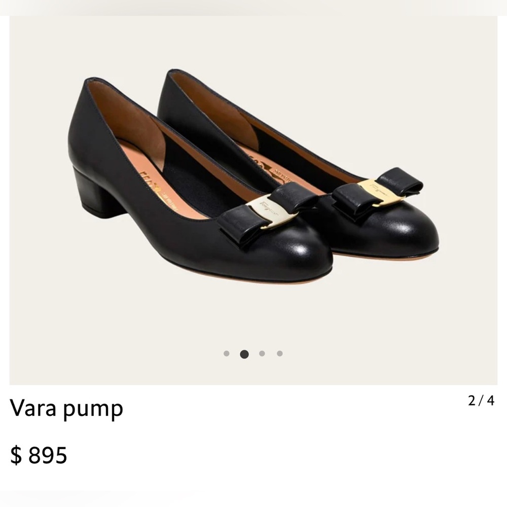 Salvatore Ferragamo Sz 8.5 AA Vara Bow Black Leather Classic Heels Orig $895